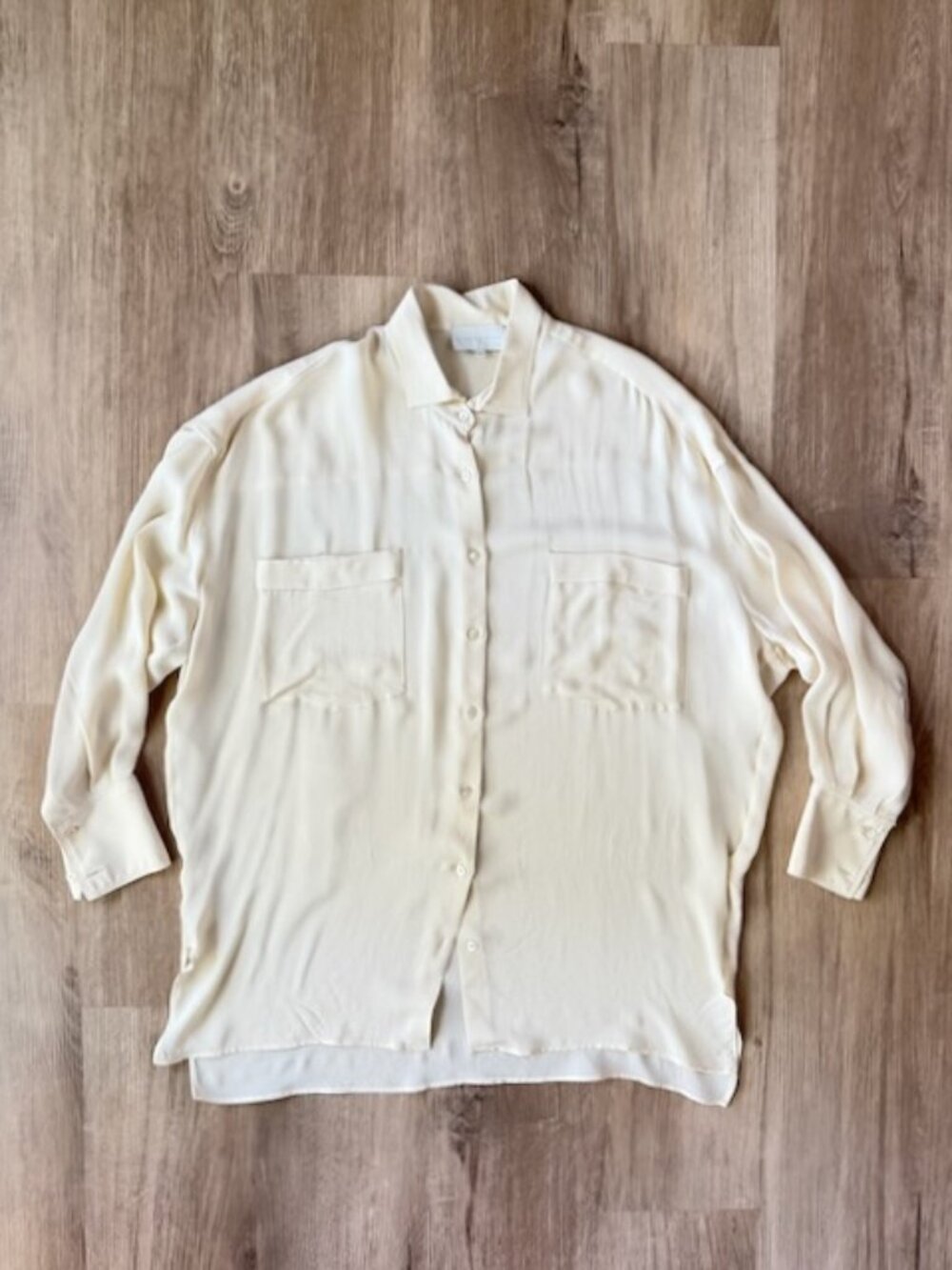 ARJE Ivory Silk Oversized Shirt Womens L
